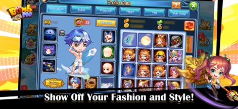 Bomb Me English - Hier können Spieler ihre individuellen Charaktere mit unzähligen Optionen wie dem Surfbrett-Outfit und verschiedenen Frisuren personalisieren, um ihren einzigartigen Stil auszudrücken.