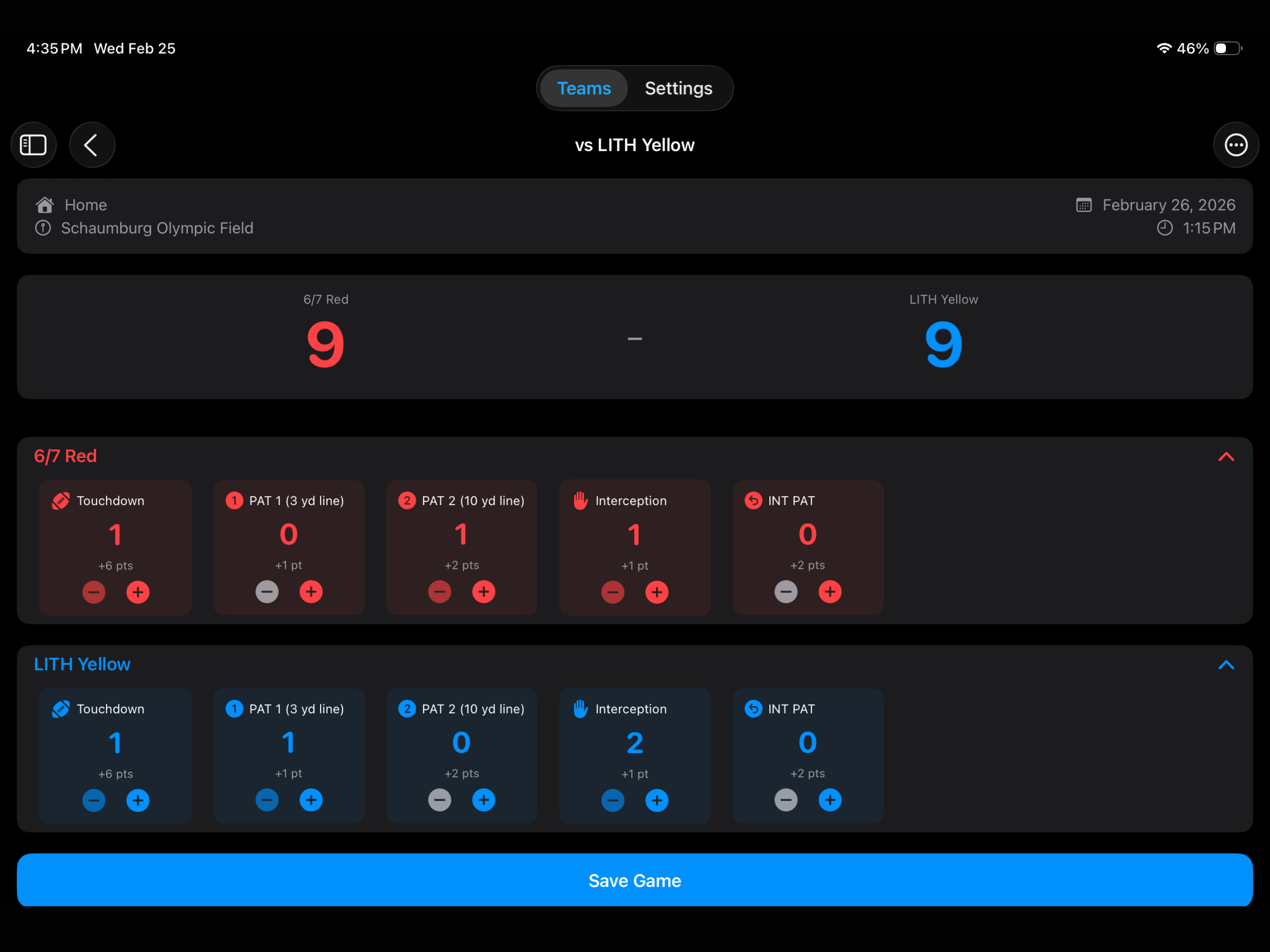 7v7 Football Scoring