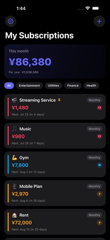 Subscriptions & Bills Manager iPhone screenshot