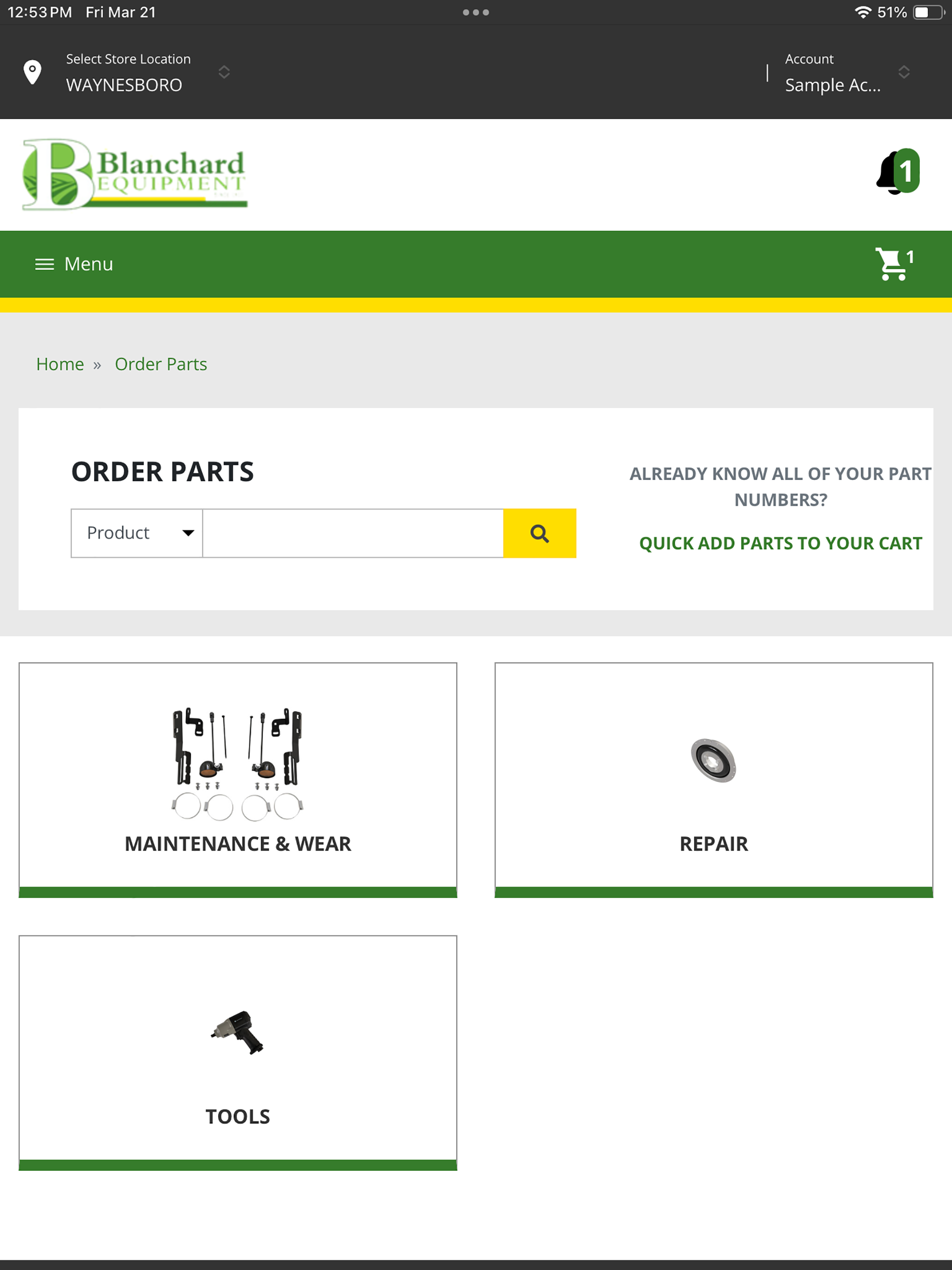 Blanchard Equipment Portal