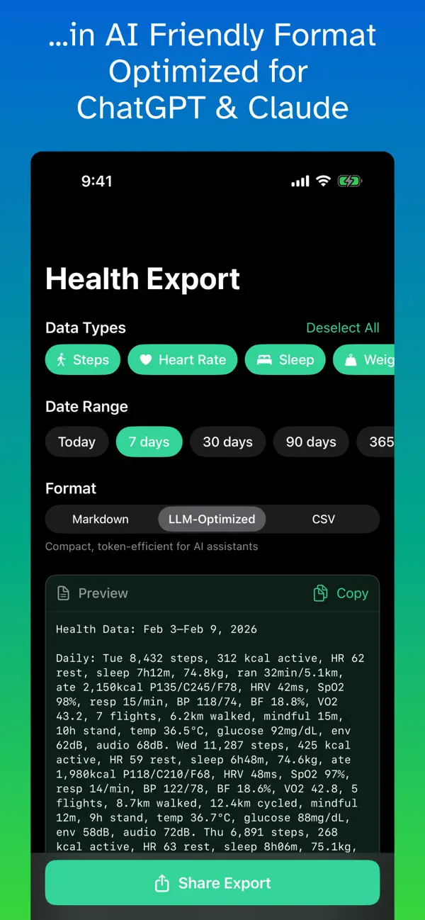 Screenshot #2 pour Health Export - AI Data Share