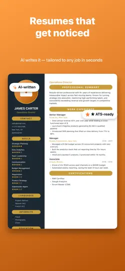 Captura de pantalla de JobPack AI: Resume Builder en iPhone 1