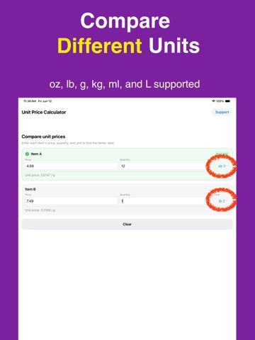 Unit Price Calculator: Compare iPad screenshot
