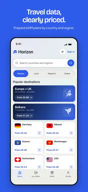 Horizon eSIM: Travel Data screenshot 1
