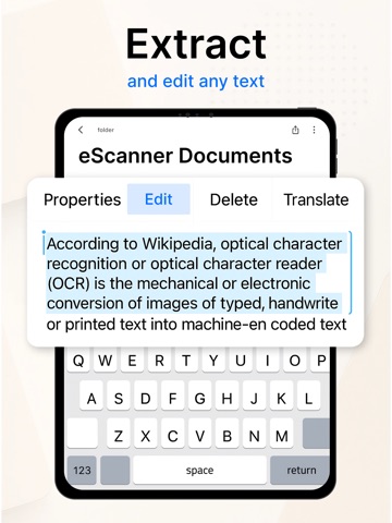 eScanner: PDF Scanner & Editor iPad screenshot