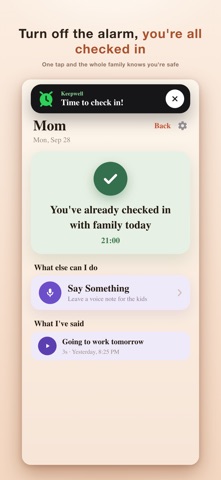 Keepwell - Alarm Check-In screenshot 1