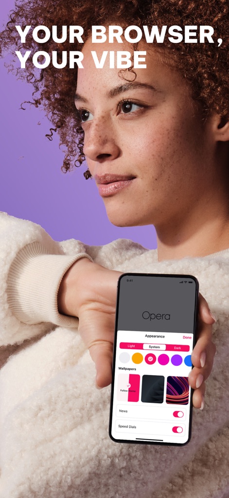 Opera: AI browser with VPN - 個性を表現するデザイン