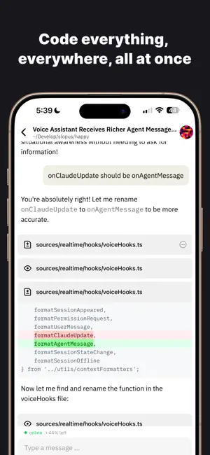 Happy: Codex & Claude Code App iPhone screenshot 1