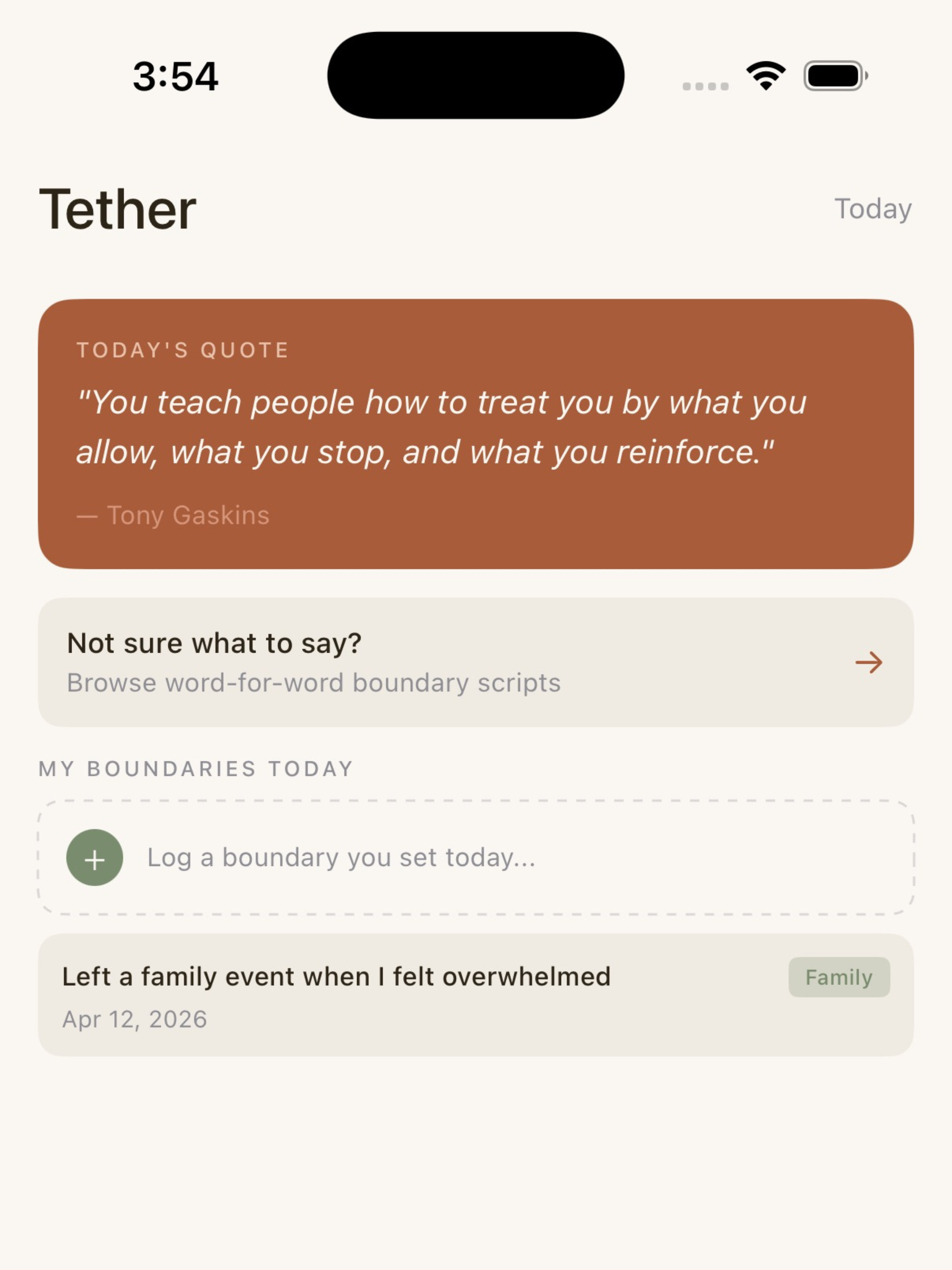 Tether: Set Boundaries