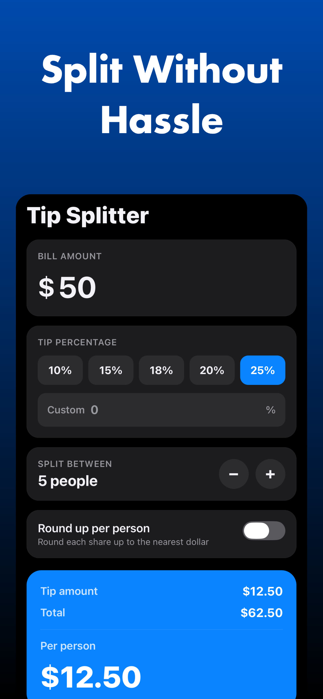 Tip Splitter: Bill & Tip screenshot 3
