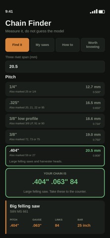Chainsaw Chain Finder iPhone screenshot