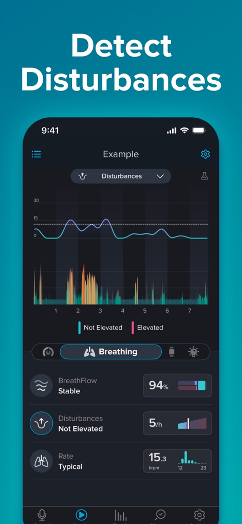 SnoreLab : Record Your Snoring - This tool presents a disturbance graph detailing fluctuations over time and provides a clear count of disturbances per hour for actionable insights.