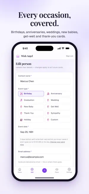 Wish Angel: Birthday Reminder screenshot 2