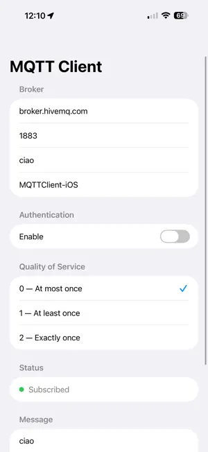 MqttClient screenshot 2