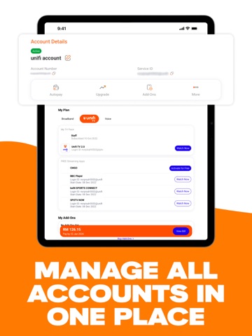 MyUnifi iPad screenshot