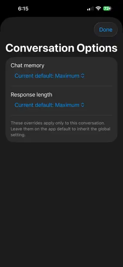 Screenshot von Untethered LLM auf dem iPhone 5