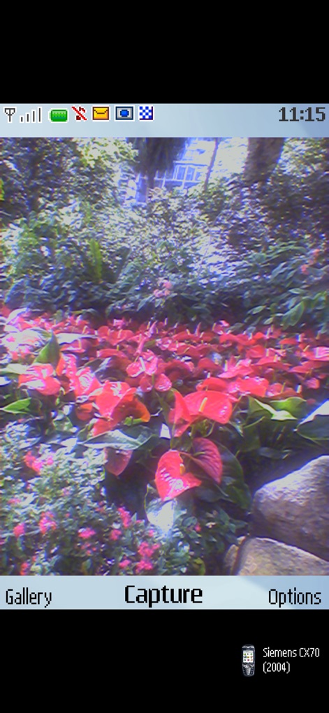 0.3MP Camera - This tool recreates the unique color saturation and "blooming" effects of vintage sensors, evident in its "Siemens CX70 (2004)" camera simulation.