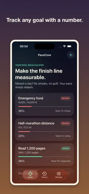 PaceCove: Goal Pace Tracker screenshot 1