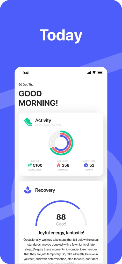Da Rings - See how Da Rings presents a clear daily summary with dynamic activity rings and a comprehensive recovery score.