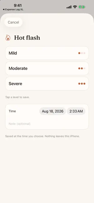 Meno Log: Hot Flash Tracker screenshot 2