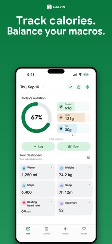 Calvin - AI Calorie Tracker iPhone screenshot