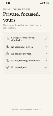 Stride: Weekly Savings Goals iPhone screenshot
