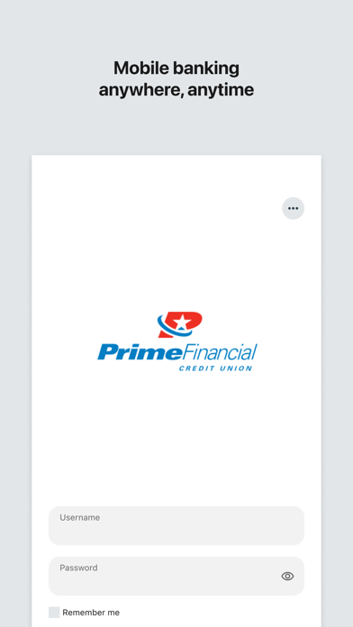 Prime Financial CU Mobile iPhone screenshot 1 - Finance app