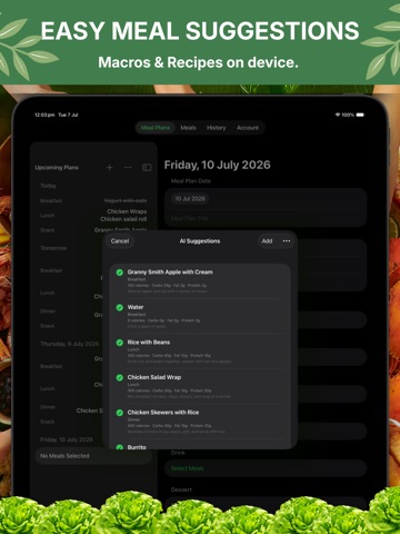 My Meal Plan: Food Tracker iPad screenshot