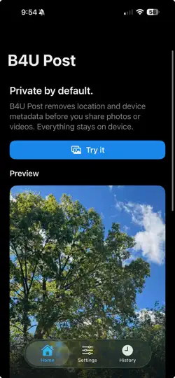 Screenshot von B4U Post auf dem iPhone 1