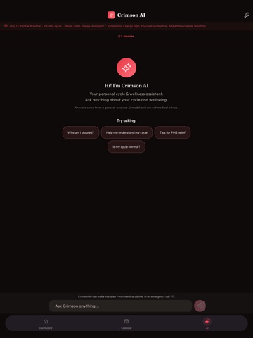 Crimson: Cycle & Fertility iPad screenshot