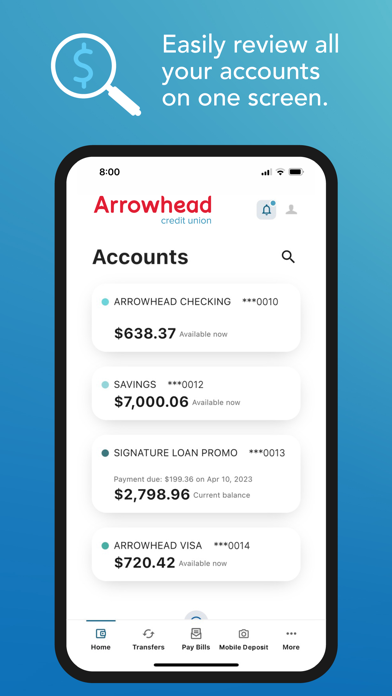 Arrowhead Mobile Banking Screenshot