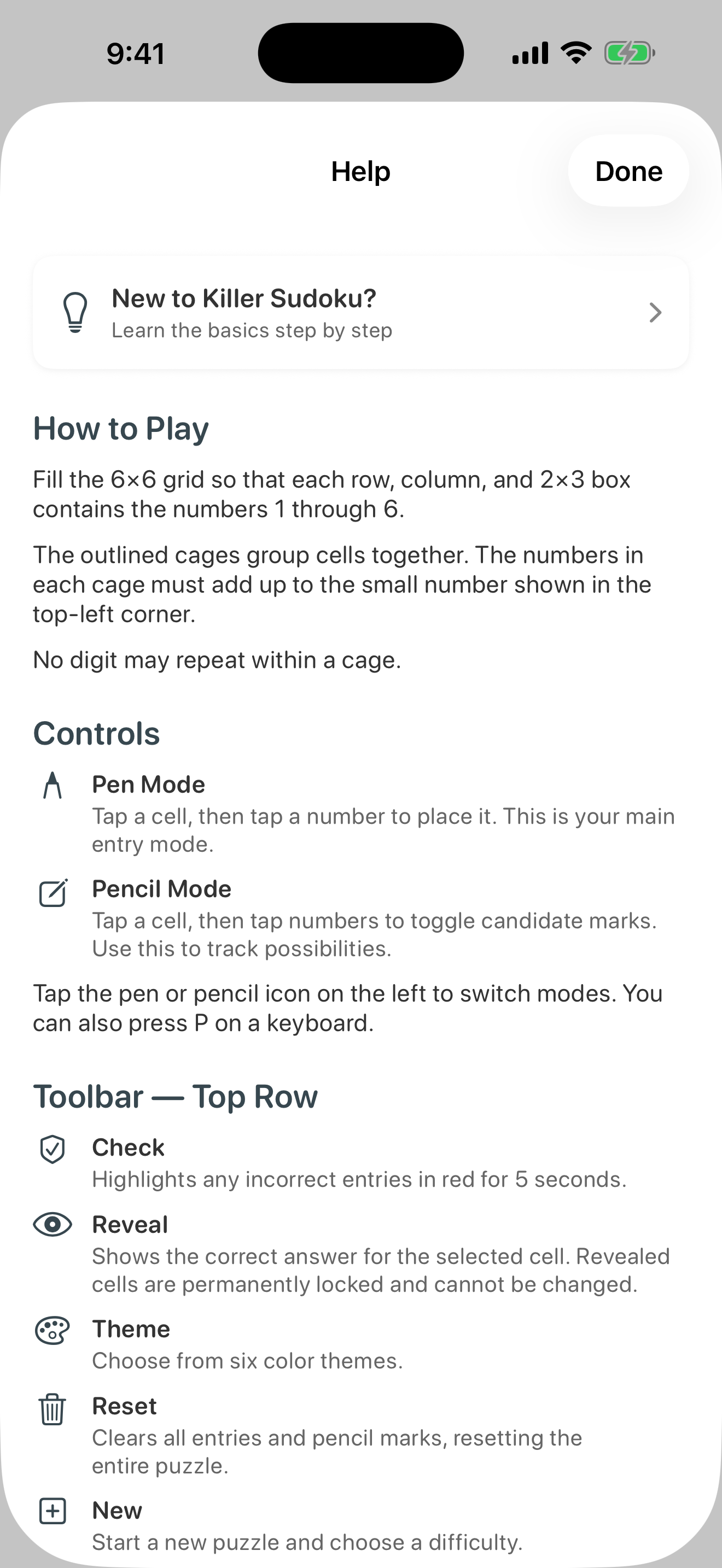 Killer Sudoku 6x6 screenshot 9
