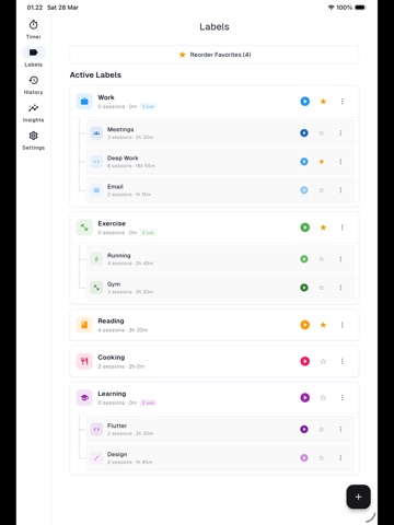 TimeTrack: Work & Study Timer iPad screenshot
