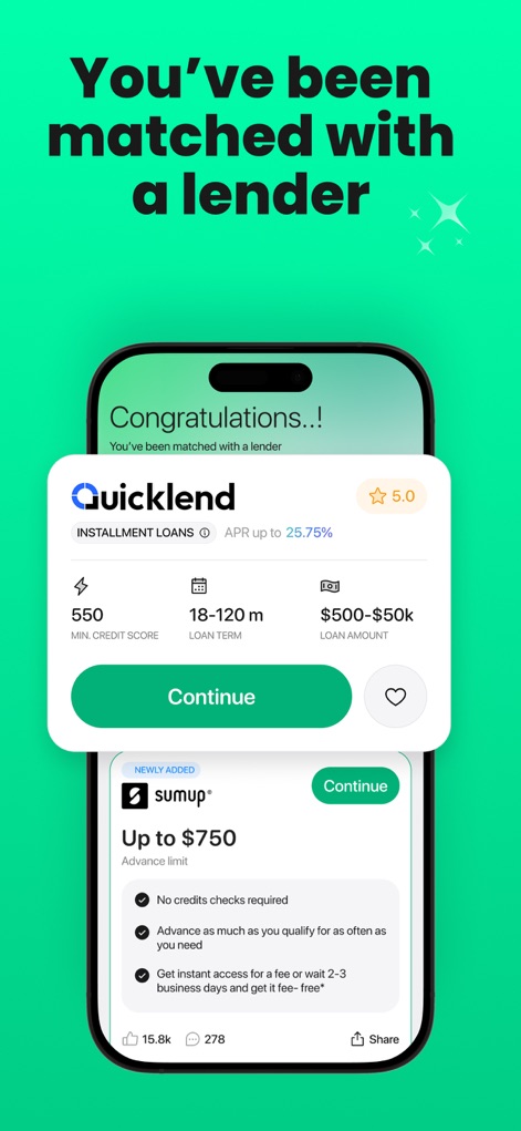 Cashably: Quick Cash Advance - L'application met en relation les utilisateurs avec des prêteurs, affichant des détails précis des offres de prêts et des options de comparaison pour trouver le meilleur accord.