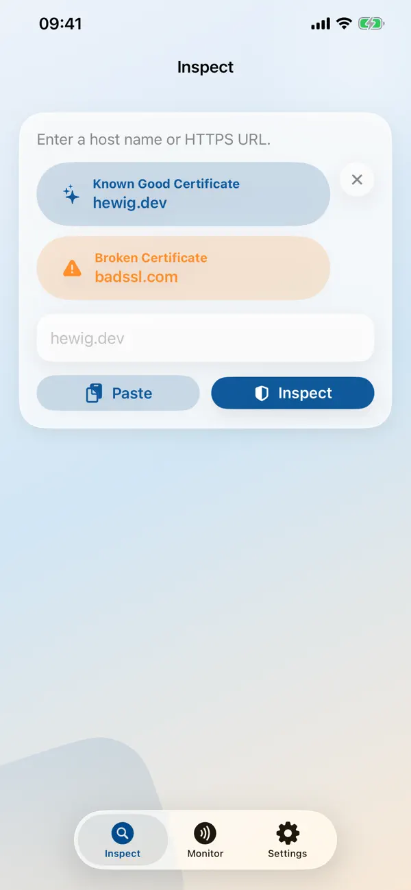 Screenshot #1 pour Inspect - View TLS certificate
