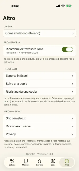 Olimetro: resa delle olive screenshot 5