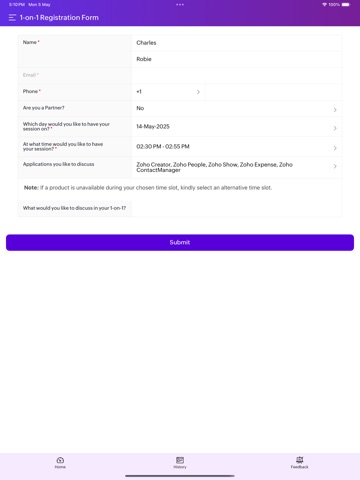 Zoho 1 on 1 iPad screenshot