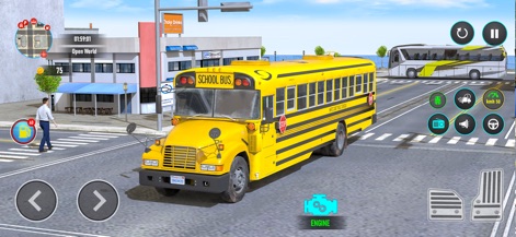 City Bus Simulator Road Trip - Questo strumento introduce il classico bus scolastico giallo (X), offrendo un'esperienza di guida focalizzata sulla sicurezza, con dettagliate segnaletiche stradali e attraversamenti pedonali (Y) che arricchiscono l'ambiente di gioco.