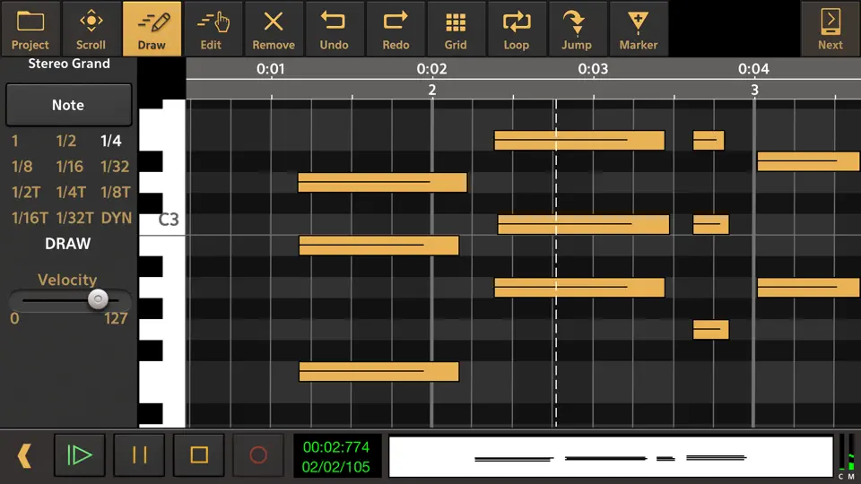 Captura de pantalla de Audio Evolution Mobile Studio en iPhone 7
