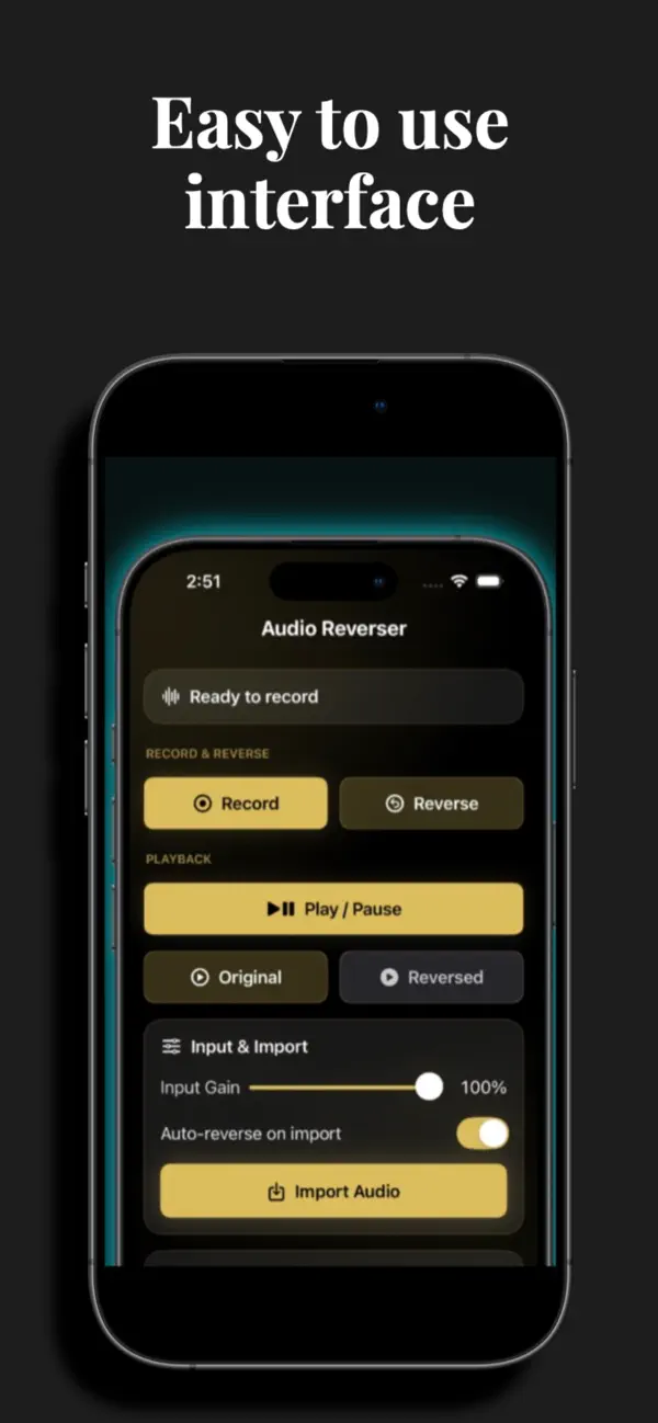 Screenshot #1 pour Audio Reverser: Recorder