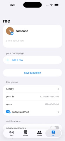 be here: local social network iPhone screenshot