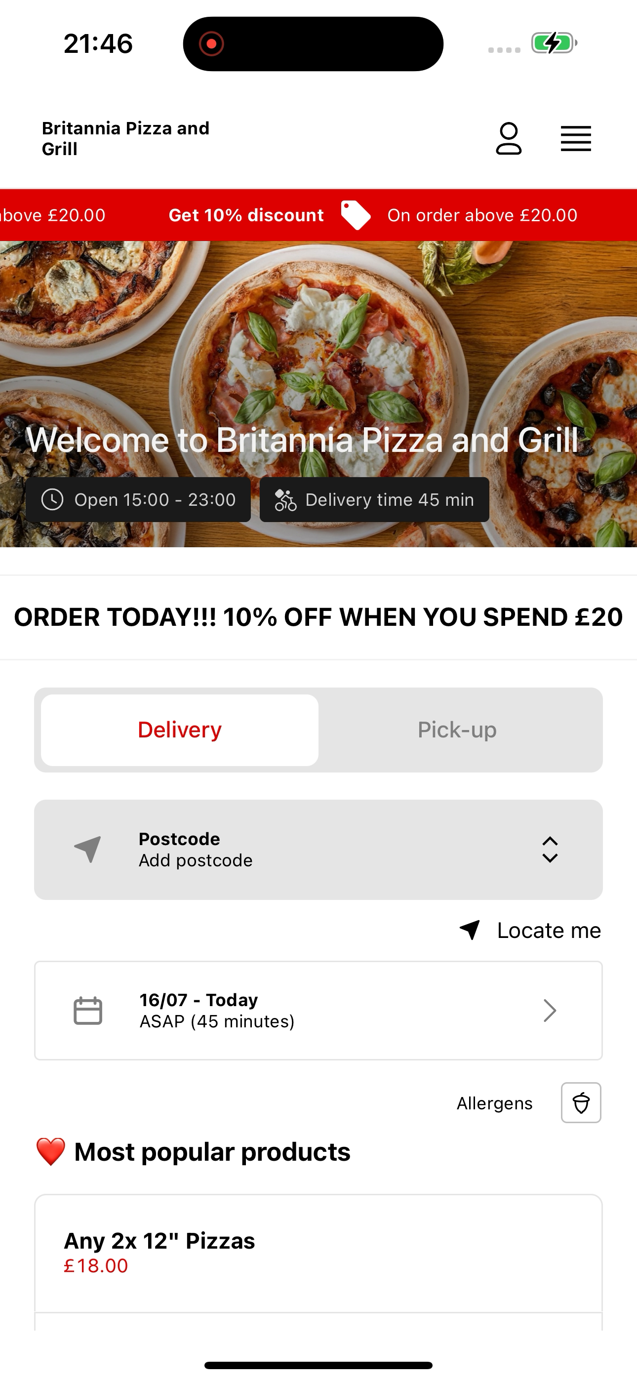 Britannia Pizza and Grill UK screenshot 6
