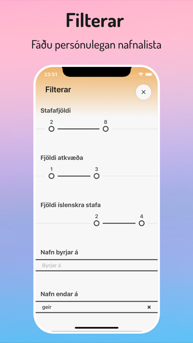 Barnanöfn Screenshot