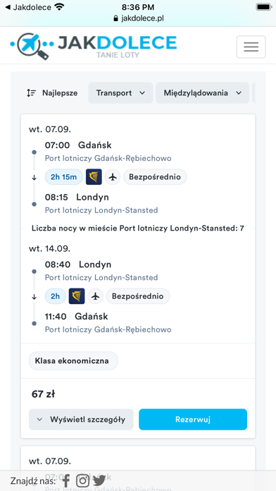 Jakdolece tanie loty i wakacje Screenshot
