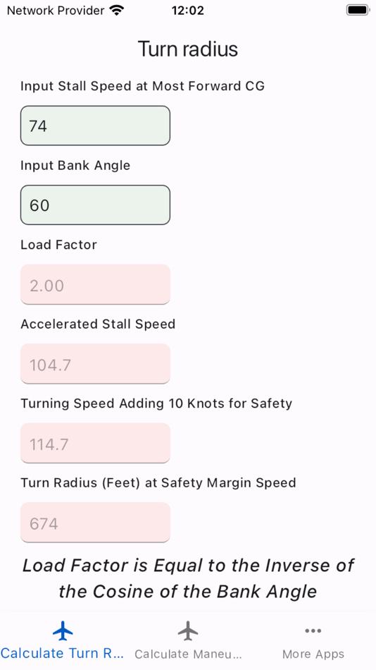 #1. Turn Radius Calculator (iOS) By: Flight Training Apps, Inc.