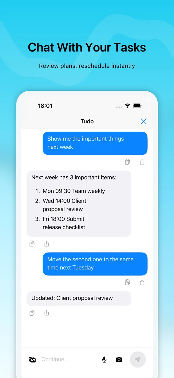 Screenshot #2 pour Tudo: AI Voice To-Do Planner