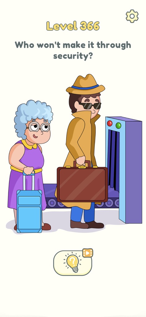 DOP 2: Delete One Part - Esta herramienta expone un escenario de aeropuerto donde un hombre con sombrero y maleta se encuentra junto a una mujer anciana con equipaje, desafiando a los usuarios a identificar quién no pasará la seguridad.