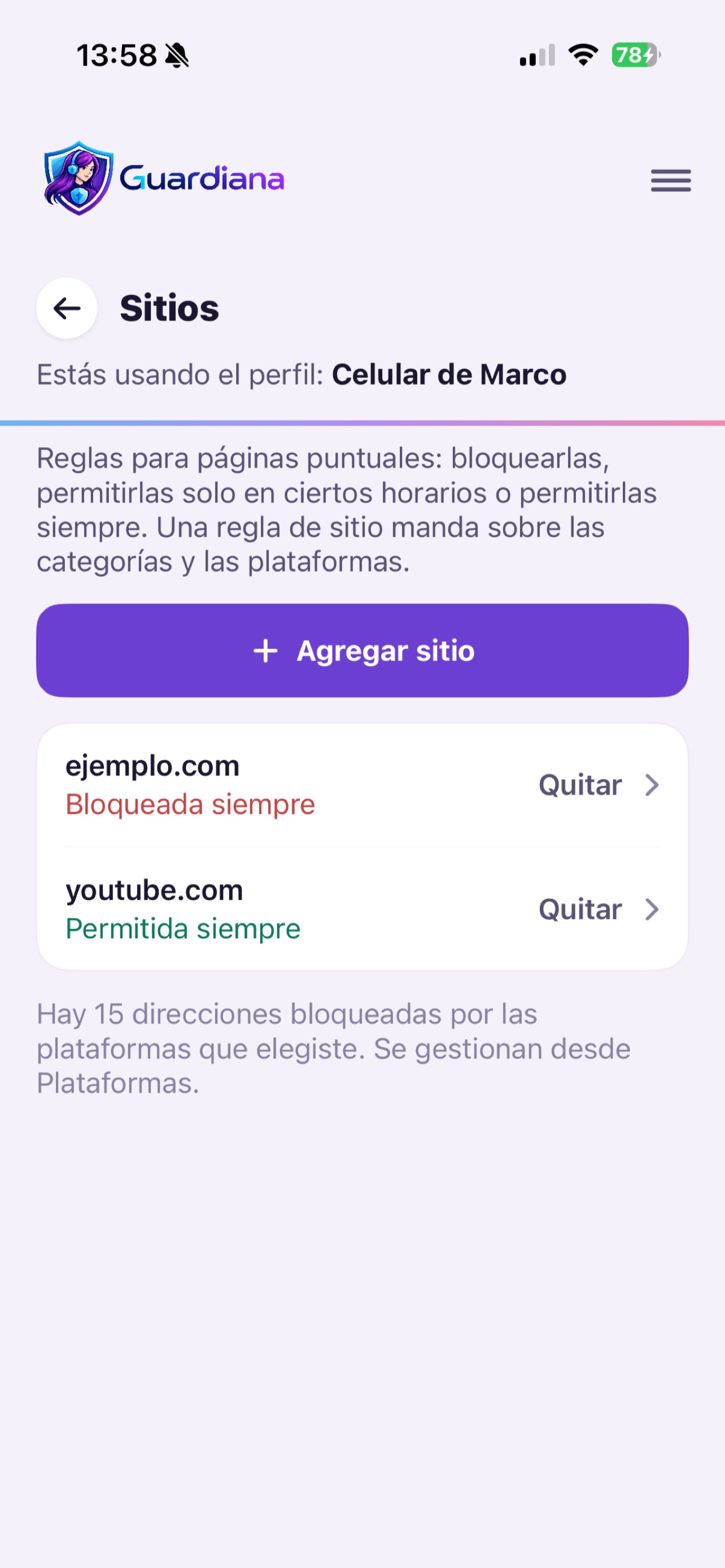 Screenshot 5 of Guardiana: Control Parental