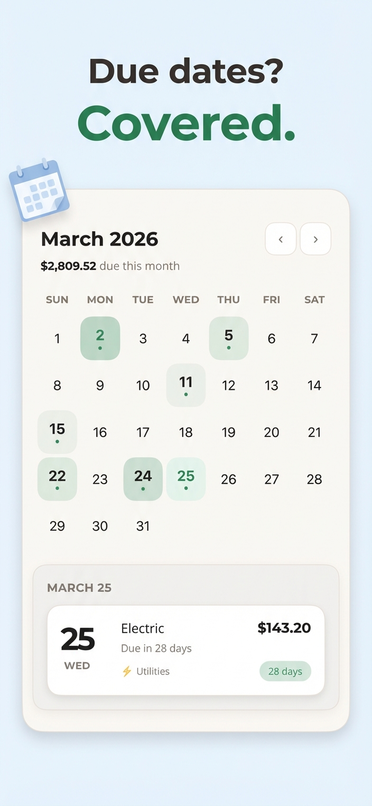 Bill Organizer: Pay Reminder