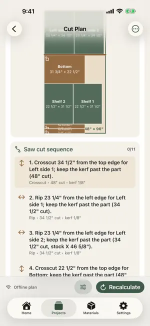 XyloKerf: Cut List Optimizer screenshot 2